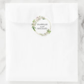 Antiek Witte Rose Bloemen en Gouden Bruiloft Ronde Sticker (Tas)