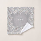 Antiek witte rozen met (of zonder) uw Initiaal Bad Handdoek (Wasdoekje)