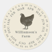 Antiek Witte Vintage Hen Eierdoos Label (Voorkant)