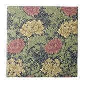 Antiek Wm Morris Chrysanthemum Design Repro Tile Tegeltje (Voorkant)