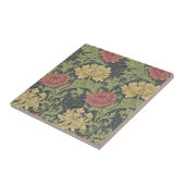 Antiek Wm Morris Chrysanthemum Design Repro Tile Tegeltje (Zijkant)