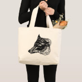 Antiek Wolf Totebag Grote Tote Bag (Voorkant (product))