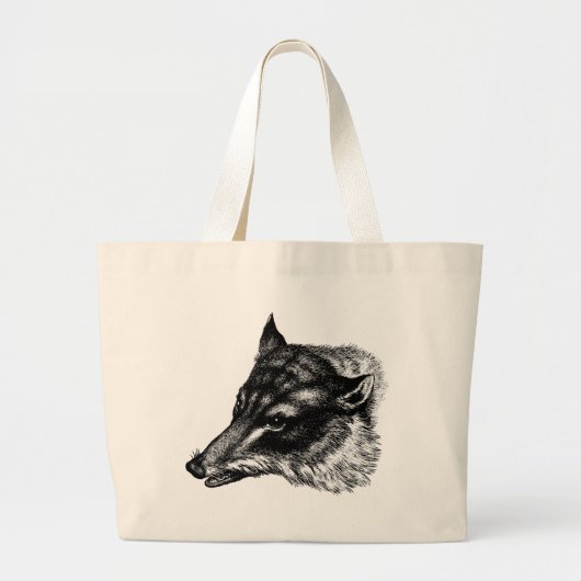 Antiek Wolf Totebag Grote Tote Bag (Voorkant)