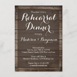 Antiek Wood Wedding Rehearsal Dinner Invitations Kaart