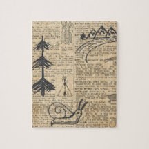 Antiek woordenboek Pagina met Doodles Sepia Black