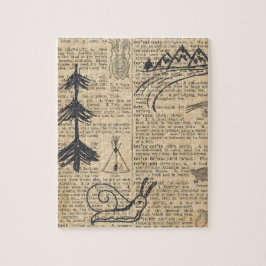 Antiek woordenboek Pagina met Doodles Sepia Black Legpuzzel