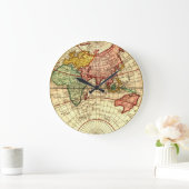 Antiek World Wereldbol Map Art Designer Style Grote Klok (Huis)