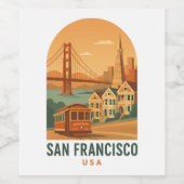 Antiek Wynlabel uit San Francisco | Retro Reis Wijn Etiket (Enkel label)