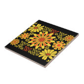 Antiek Yeller Florah Tile Design Tegeltje (Zijkant)