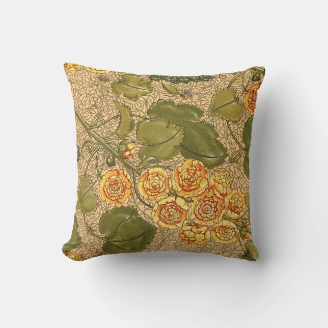 Antiek Yellow Flowers Sierkussen (Voorkant)
