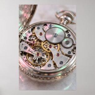 Antiek Zakhorloge Mechanisme Macro Fotografie Poster