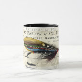 Antiek zalmvlieg op kaart mok (Midden)