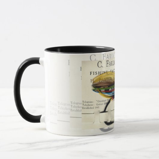 Antiek zalmvlieg op kaart mok (Links)