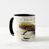 Antiek zalmvlieg op kaart mok (Voorkant links)