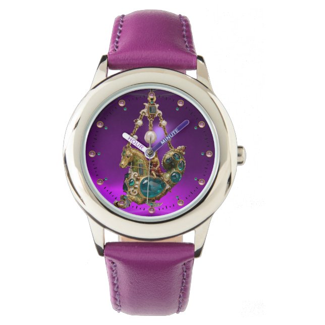ANTIEK ZEE HORSE JEWEL GEMSTONES EN PEARLS HORLOGE (Voorkant)