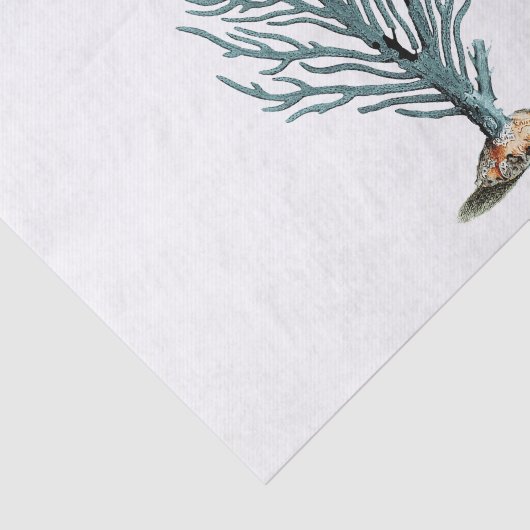 Antiek Zee Koraal Illustratie Tissuepapier (Detail)