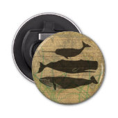 Antiek Zee op walvis Button Flesopener (Voorkant)