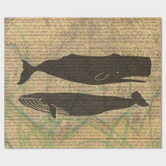 Antiek Zee op walvis Cadeaupapier (Vlak)