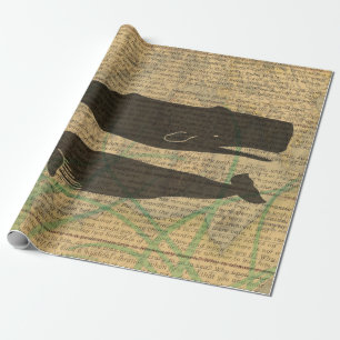 Antiek Zee op walvis Cadeaupapier