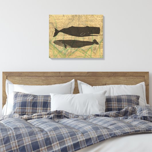 Antiek Zee op walvis Canvas Afdruk (Insitu (Slaapkamer))