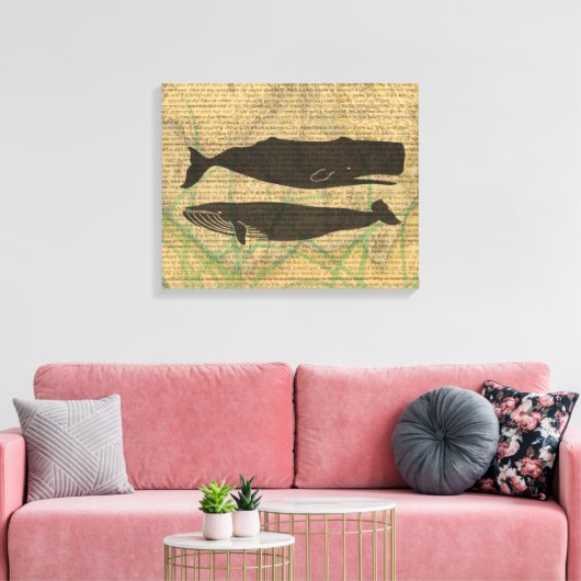 Antiek Zee op walvis Canvas Afdruk (Insitu (Woonkamer))
