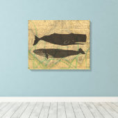 Antiek Zee op walvis Canvas Afdruk (Insitu (Houten vloer))