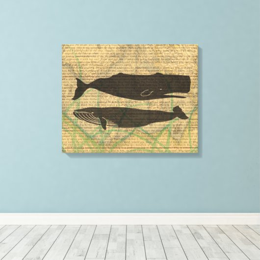 Antiek Zee op walvis Canvas Afdruk (Insitu (Houten vloer))