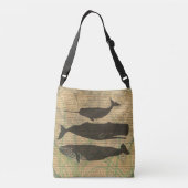 Antiek Zee op walvis Crossbody Tas (Achterkant)