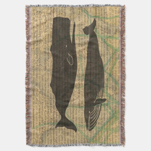 Antiek Zee op walvis Deken (Voorkant Verticaal)