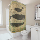 Antiek Zee op walvis Douchegordijn (In situ)