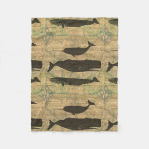 Antiek Zee op walvis Fleece Deken