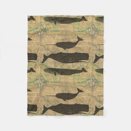 Antiek Zee op walvis Fleece Deken (Voorkant)