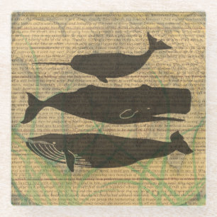 Antiek Zee op walvis Glazen Onderzetter