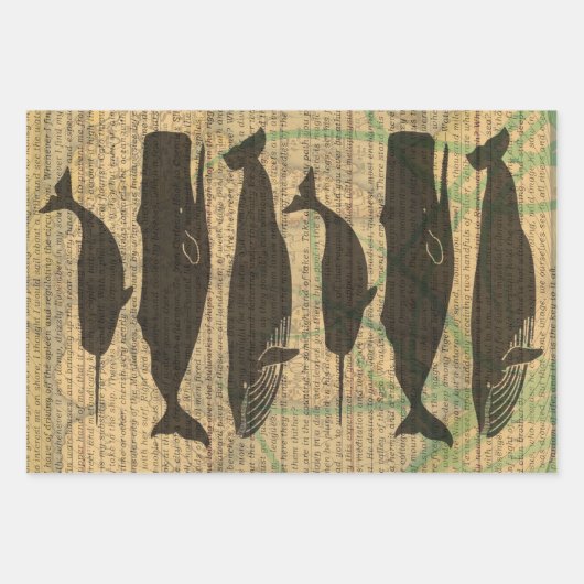 Antiek Zee op walvis Inpakpapier Vel (Voorkant 2)