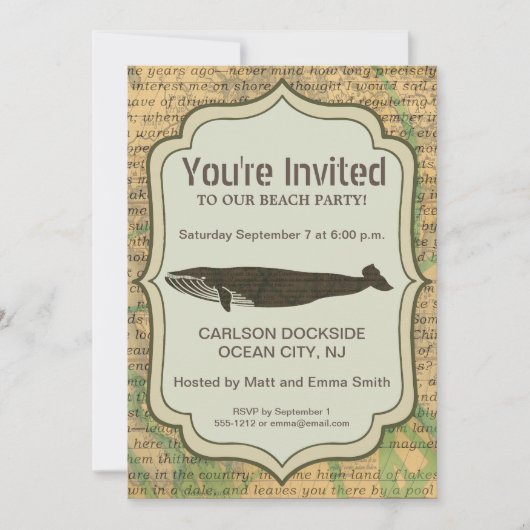 Antiek Zee op walvis Kaart (Voorkant)