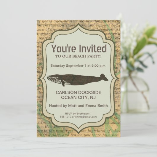 Antiek Zee op walvis Kaart (Staand voorkant)