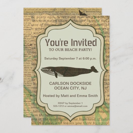 Antiek Zee op walvis Kaart (Voorkant / Achterkant)