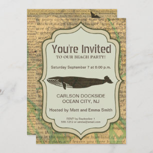 Antiek Zee op walvis Kaart