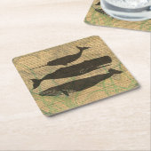 Antiek Zee op walvis Kartonnen Onderzetters (Schuin)