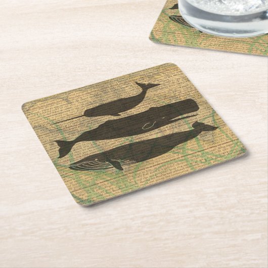 Antiek Zee op walvis Kartonnen Onderzetters (Schuin)