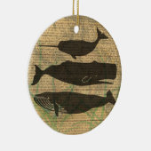 Antiek Zee op walvis Keramisch Ornament (Rechts)