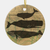 Antiek Zee op walvis Keramisch Ornament (Voorkant)