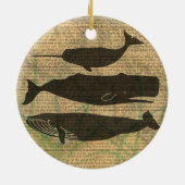 Antiek Zee op walvis Keramisch Ornament (Achterkant)