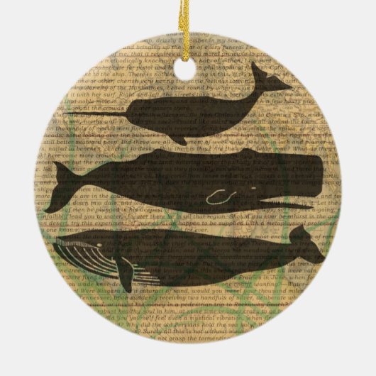 Antiek Zee op walvis Keramisch Ornament (Achterkant)