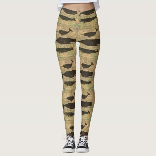 Antiek Zee op walvis Leggings (Voorkant)
