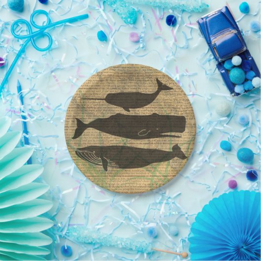 Antiek Zee op walvis Papieren Bordje (Feest)