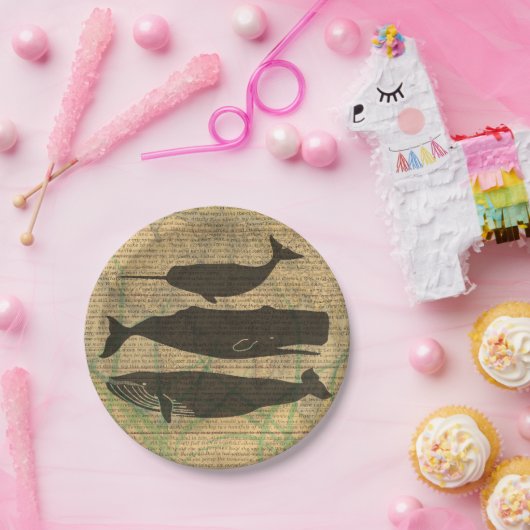 Antiek Zee op walvis Papieren Bordje (Feest)