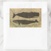 Antiek Zee op walvis Rechthoekige Sticker (Tas)