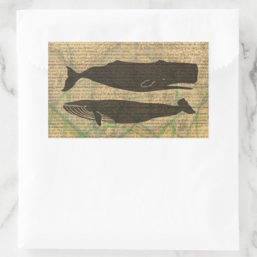 Antiek Zee op walvis Rechthoekige Sticker (Tas)