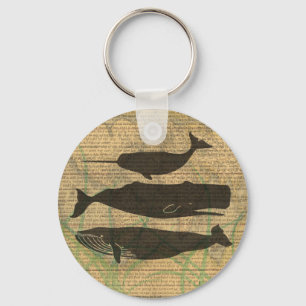 Antiek Zee op walvis Sleutelhanger